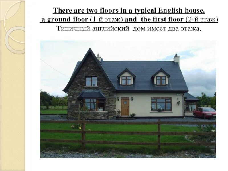 It has two floors. Английский дом для среднего класса. Мой дом моя крепость англичан. Typical English House. Мой дом моя крепость на английском.