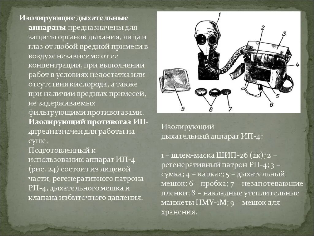 Что защищает изолирующие фильтрующие дыхательные аппараты. Изолирующий дыхательный аппарат. дыхательный аппарат предназначен. регенеративные дыхательные аппараты. аппараты защиты органов дыхания.