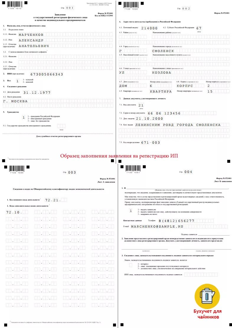 Заполняем 1 предприниматель