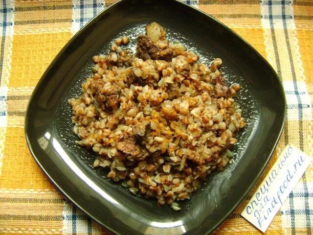 гречка с куриной печенью