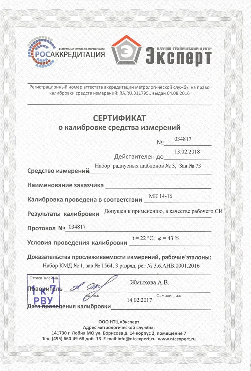 Результаты калибровки. Результаты калибровки