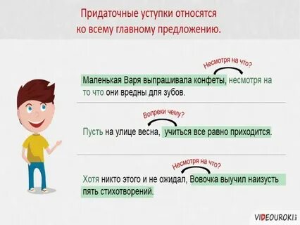 Сложноподчиненные предложения с придаточными условия уступки