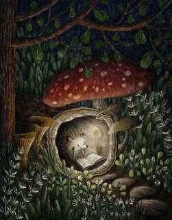 Ежик под грибами