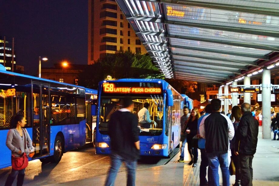 The bus station is in