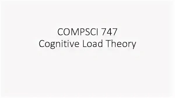 Cognitive load. Cognitive load