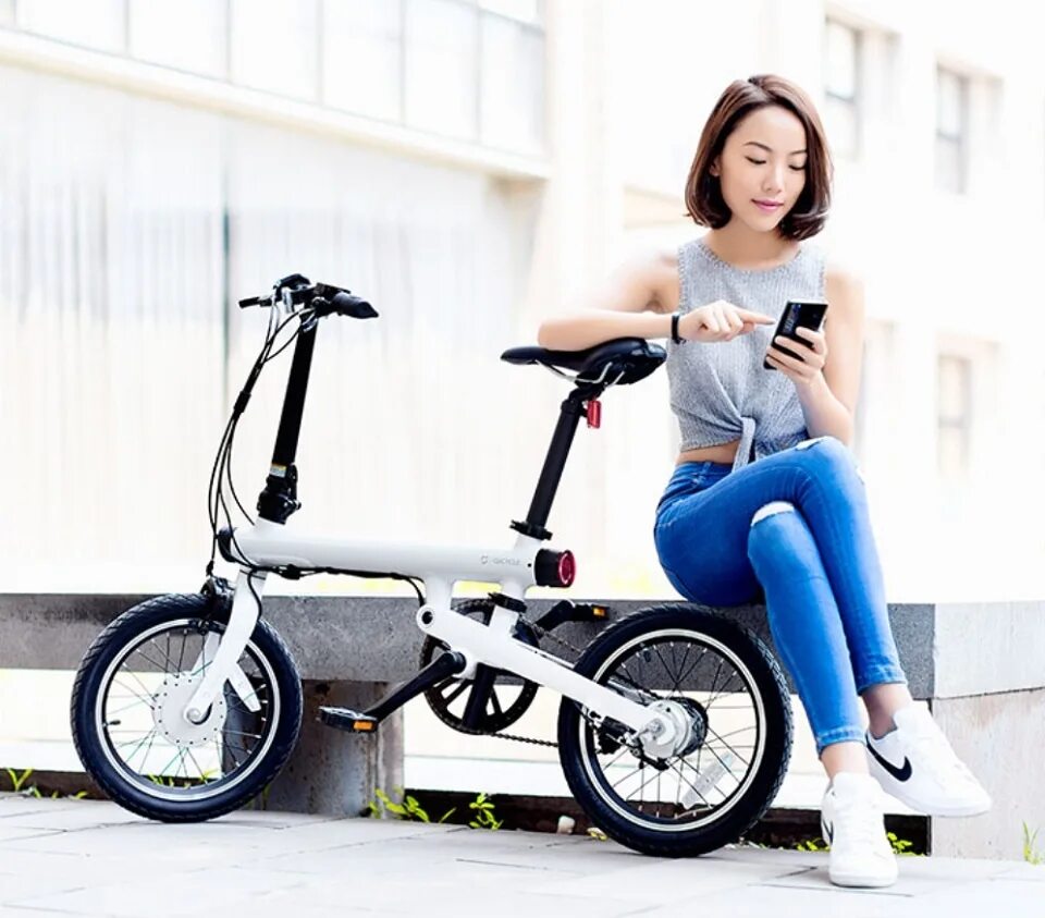 Купить электровелосипед на алиэкспресс. Xiaomi Mijia QICYCLE. Xiaomi QICYCLE ef1. Велосипед Сяоми QICYCLE. Xiaomi Mijia для велосипеда.