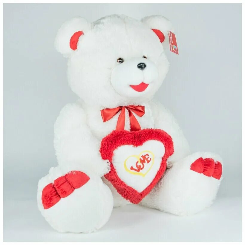 Мишка подарок на день рождения заказать. Белый медведь с сердцем мягкая игрушка. Плюшевый медведь с сердечком. Мягкая игрушка медведь с сердцем. Большой мишка подарок.