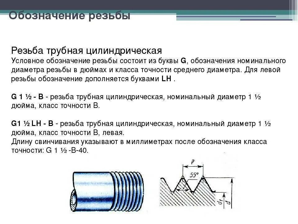 Обозначение резьбовых соединений. Трубная цилиндрическая резьба 1/2. Резьба Трубная 1/2 ГОСТ. Трубная цилиндрическая резьба g1. Трубная резьба g1 обозначение на чертеже.