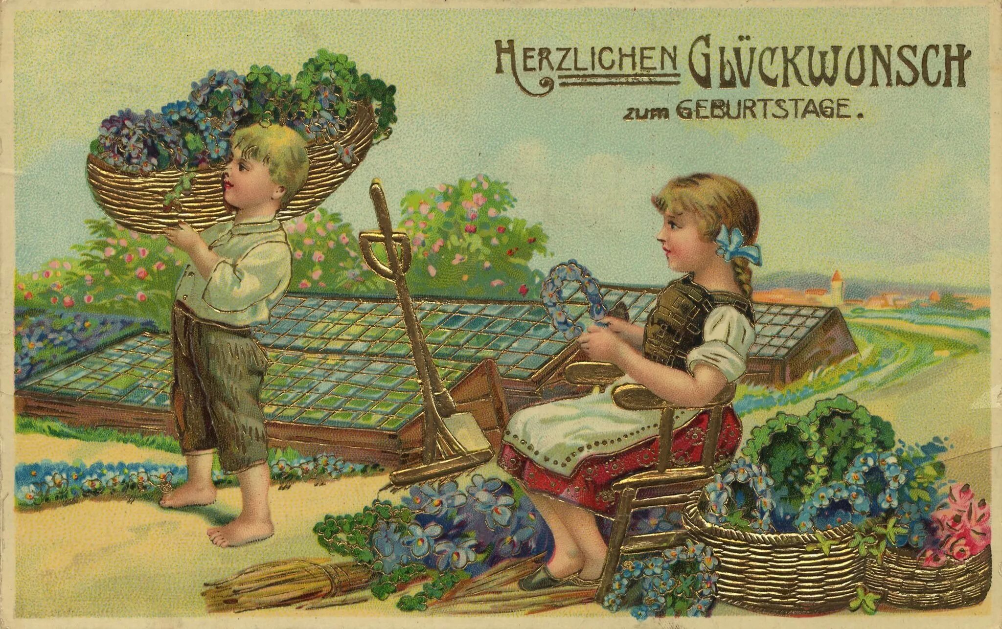 Старинные открытки с днем рождения. С днём рождения ретро открытки. Винтажные открытки с днем рождения. Старинные немецкие открытки.