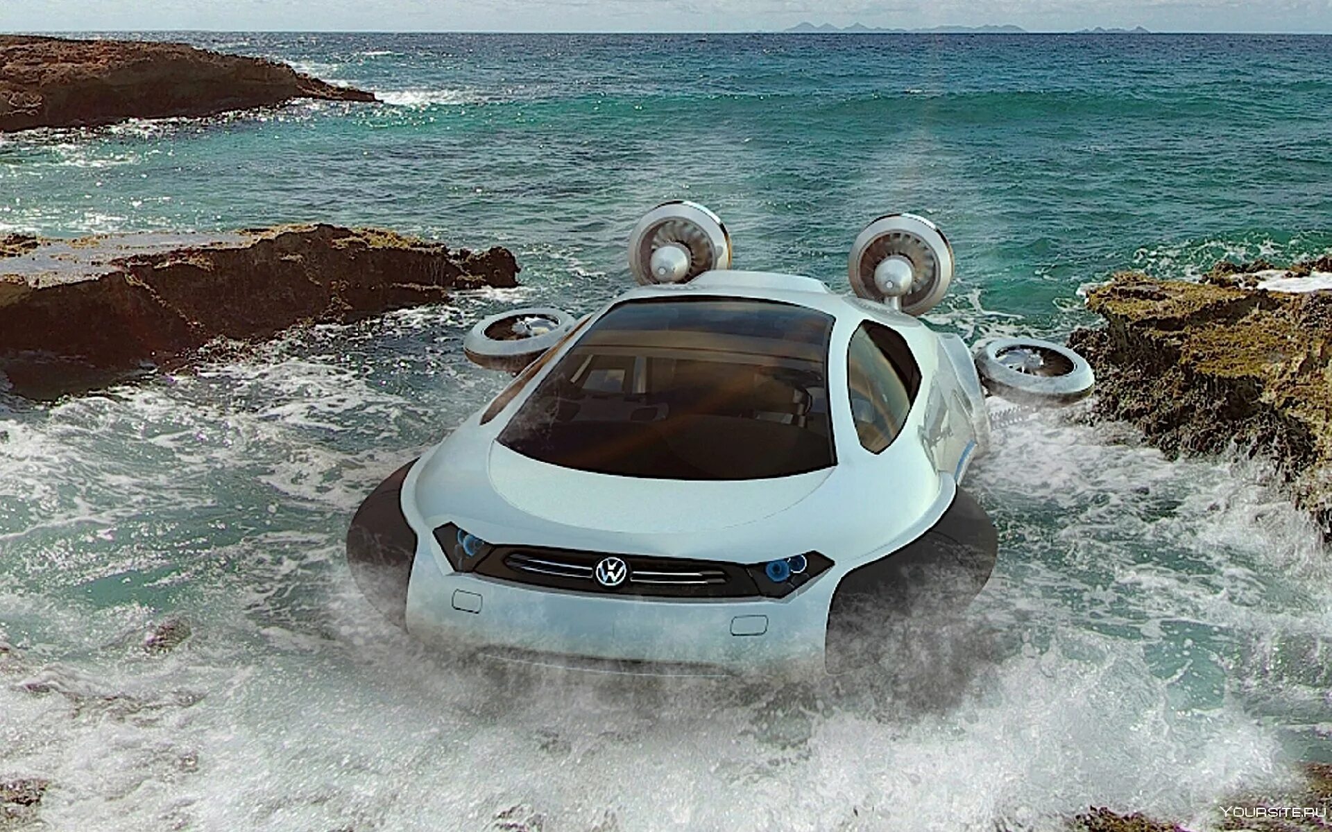 Volkswagen Aqua - автомобиль-амфибия. Концепт Volkswagen Aqua. Rinspeed SQUBA. Плавающая машина.