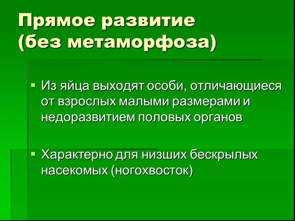 Прямое развитие без Метаморфоза. Развитие с метаморфозом и без Метаморфоза. Развитие без Метаморфоза характерно для. Прямое развитие без превращения. В чем преимущество развития с метаморфозом