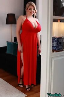 Vivian Blush Huge Breasts in Sexy Red Dress.