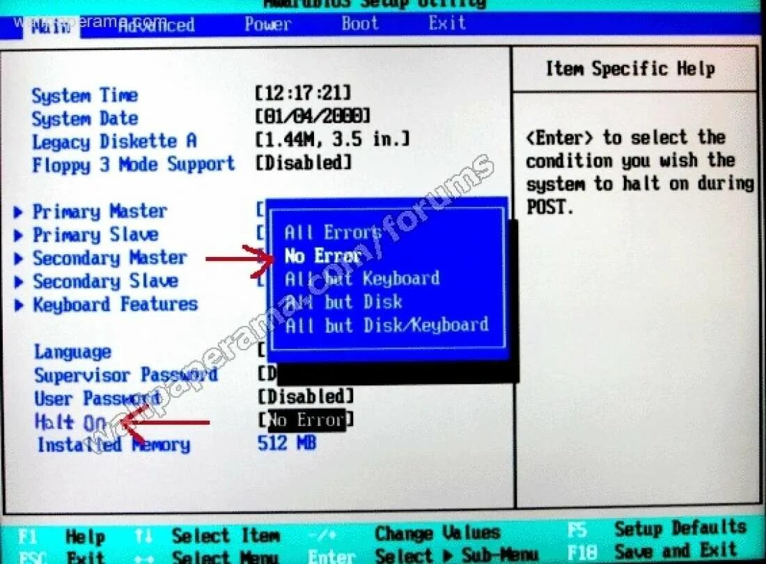 Halt on в биосе что это. Биос сообщение об ошибке. Item specific help в биосе. Отключение f1 в биосе. Fan control в биосе