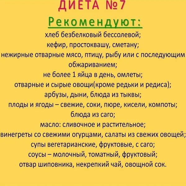 Рецепты 7 стола на неделю