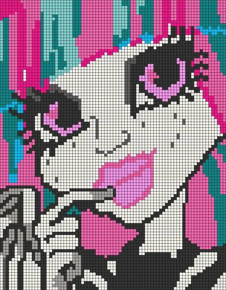 Нарисовать майк мазовский. Рисование по клеточкам большие. Монстер хай по клеточкам. Рисование по клеточкам монстр хай. Вышивка крестиком монстер хай.
