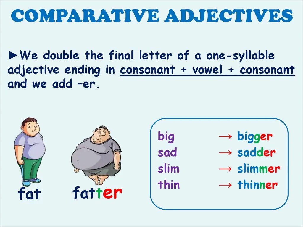 Thin comparative and superlative. Comparative adjectives. comparative adjectives rule. comparative adjectives examples. comparatives rule.