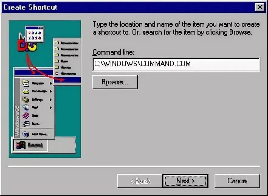 Type shortcut. Type shortcut