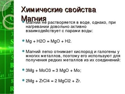 Взаимодействие магния с цинком