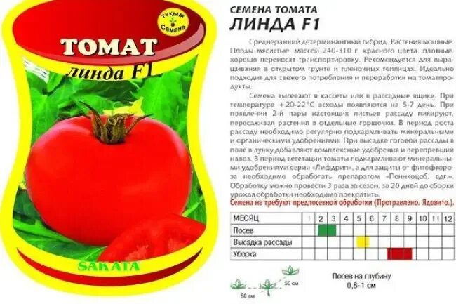 Томат "ЛИНДА F1", 2 упаковки по 8 семян, крупный низкорослый (Япония) - купить п