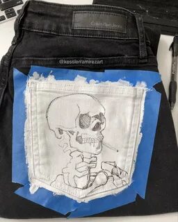 Рисунки акрилом на джинсах - 63 фото