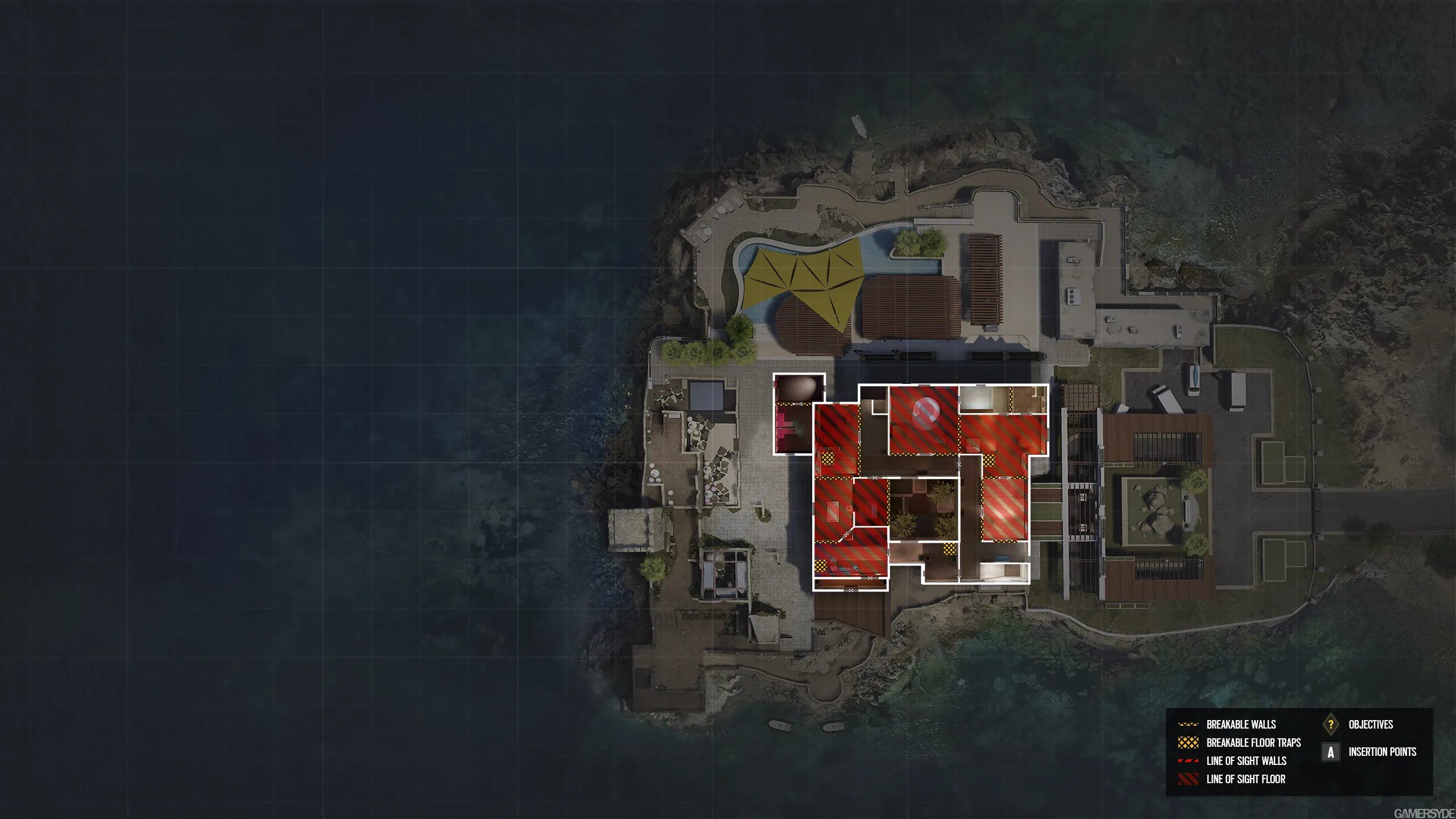 Дома карта rainbow six siege. Карта r6s побережье. Карты радуга 6 осада. Rainbow six siege карты. Карта вилла rainbow six siege.