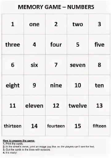 Memory game numbers. Memory game numbers 11-20. Memory game numbers pdf. Back & Front numbers memorize. Memory numbers