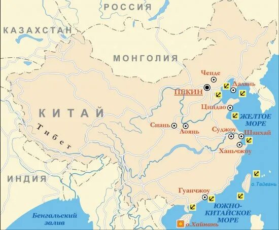 Китай омывается карта. Моря Китая на карте. Моря омывающие Китай. Курорты Китая на карте.