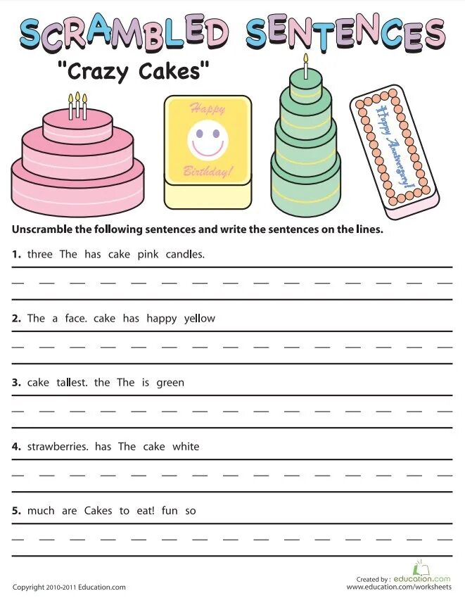 Build up sentences. Unscramble the sentences for kids. unscramble sentences worksheets. birthday worksheets. sentences in english for kids.