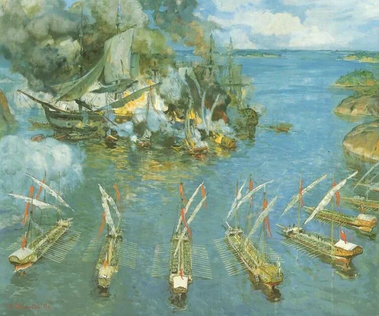 День первой в российской истории морской победы. Гангутское сражение 1714. Гангутское Морское сражение 1714.