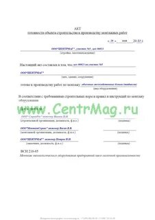 Акт готовности системы образец