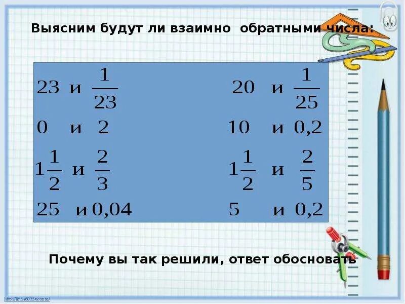 Запишите числа обратные данным