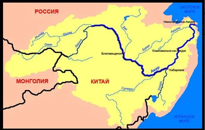 Река протекающая в россии и монголии. Амур река на карте от истока до устья. Река Амур на карте России Исток и Устье. Река Амур бассейн реки притоки. Река Амур на карте России.