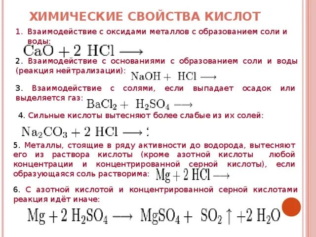 Металл вода что образуется. Химические реакции взаимодействия кислот. Химические свойства кислот с примерами уравнений реакций. Химические свойства железа взаимодействие с солями. Химические свойства кислот с простыми веществами.