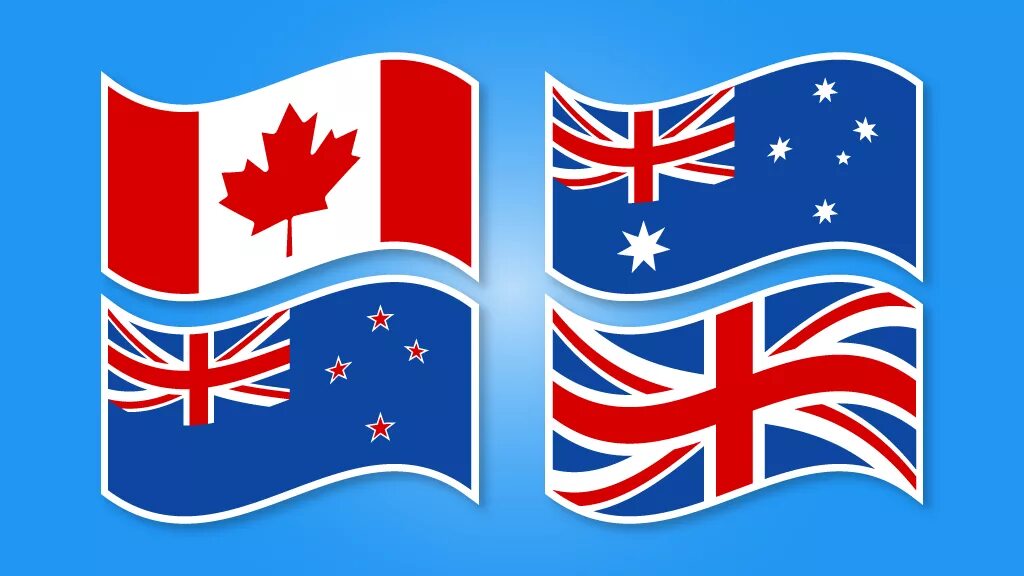 Флаг Великобритании Австралии Канады и новой Зеландии. Флаг Великобритании США Канады Австралии. Канада Австралия новая Зеландия. США Великобритания Канада Австралия. Флаг зеландии и австралии