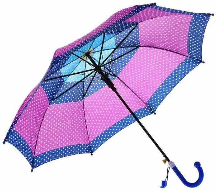 ГТ: зонт детский "горошек" 45см со свистком (арт.um45-PRBW)(249980). Зонт-трость детский. Зонт цветной. Зонт детский трость горох. Характеристики зонтика