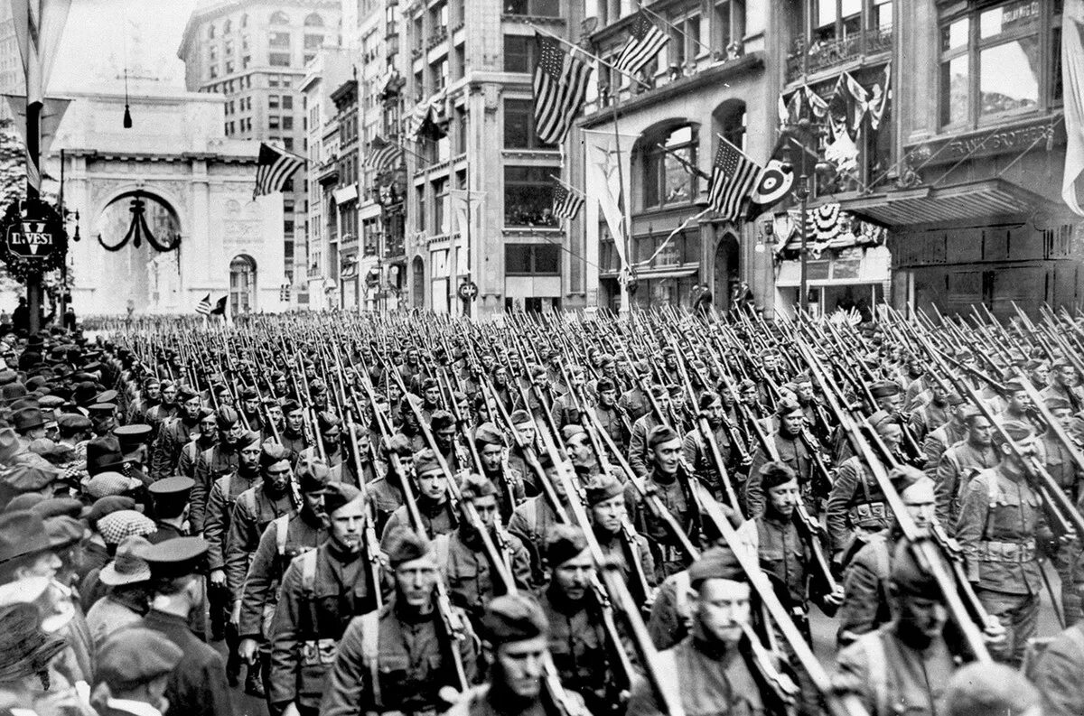 Вступление сша во вторую. Первая мировой войны 1914-1918 сша. первая мировая война 1914-1919. парад во франции 1919. 1919-год нью-йорк парад.