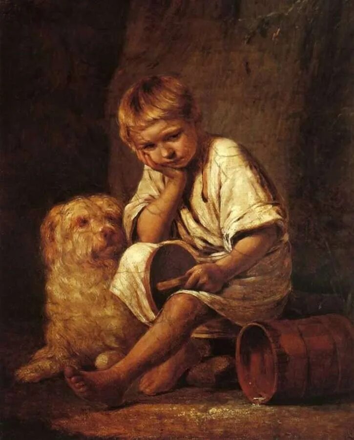 Лемох мальчик с собакой рассказ. Вот те и Батькин обед 1824. Венецианов Батькин обед.