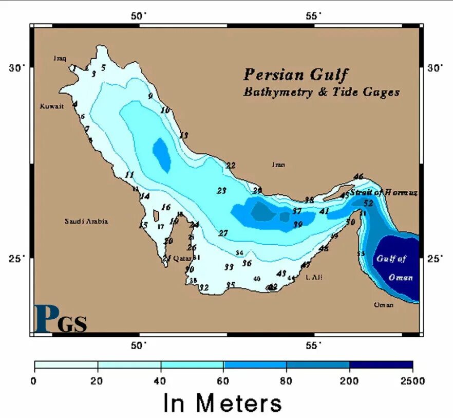 Температура воды в персидском. Карта глубин Персидского залива. Глубина Ормузского пролива. Батиметрия Персидского залива. Карта дна Персидского залива.