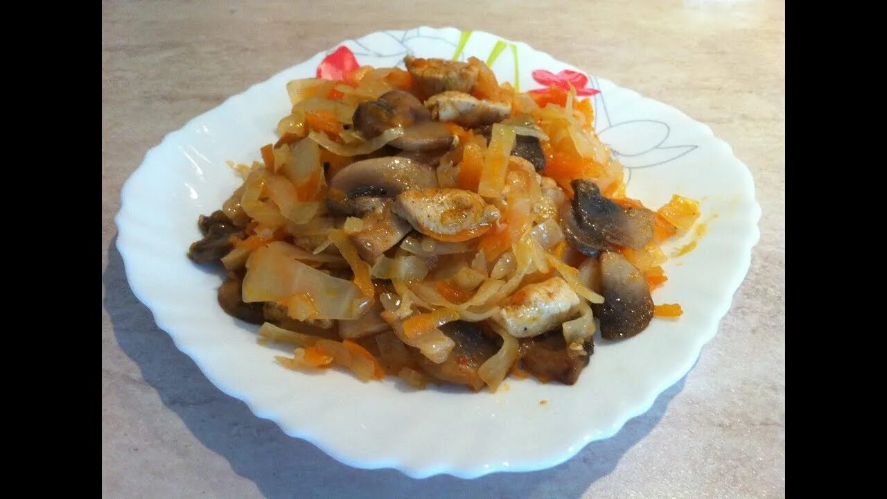 how to make fried cabbage with mushrooms and vegetables recipe - YouTube