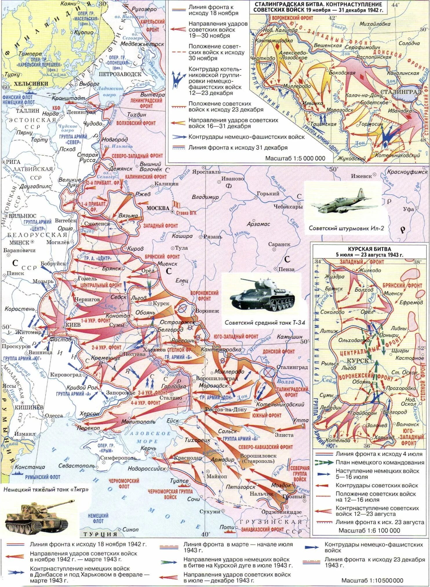 Направление ударов немецкой армии. Второй период ВОВ коренной перелом ноябрь 1942-1943 г. Коренной перелом в Великой Отечественной войне карта. Коренной перелом во второй мировой войне карта.