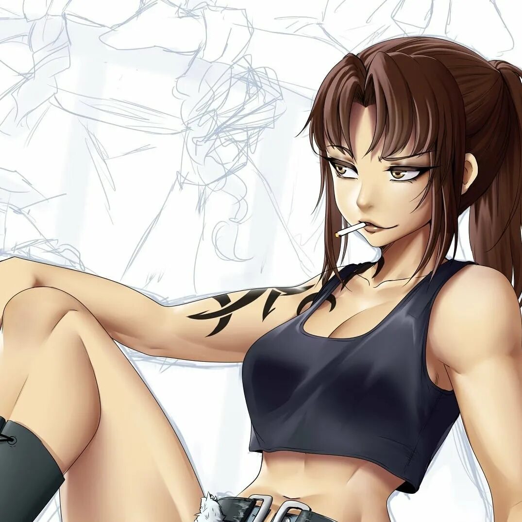 Реви айс. Реви Ребекка. Revy Black Lagoon арт. Пираты черная Лагуна реви арт.