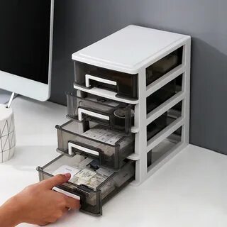 Mini transparent plastic storage case 3/4 tiers desktop small drawer storage box