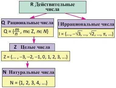 Круги натуральные числа целые и рациональные