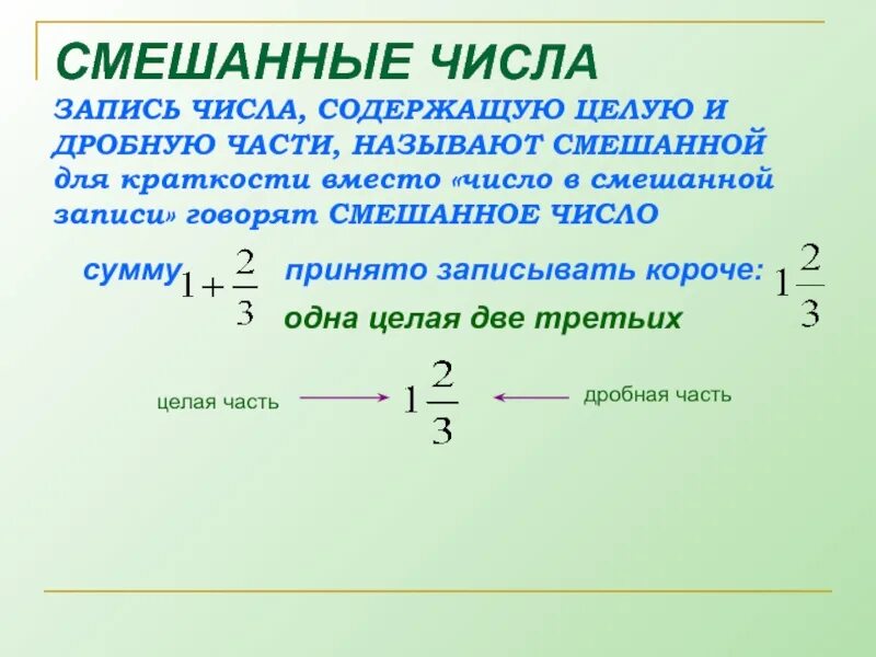 Что такое смешанное число 5 класс