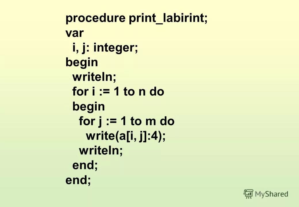 D 0 for int i. Процедура без параметров которая печатает строку из. Writeln. Write writeln. Writeln в Паскале.