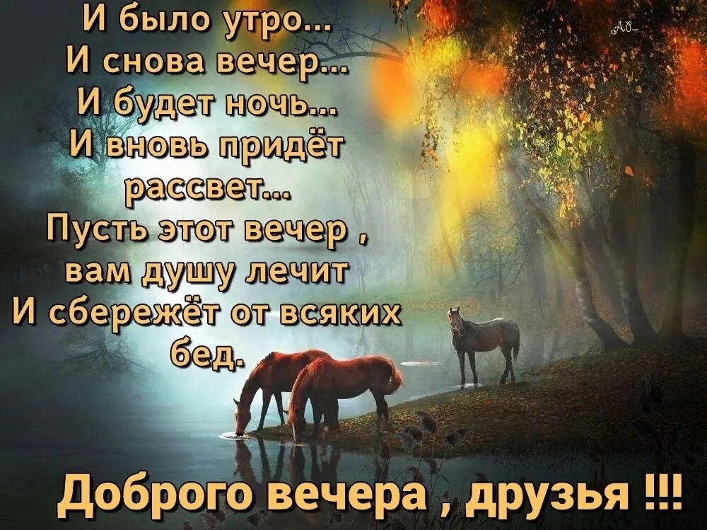 Вечер есть окончание. Доброй ночи пожелания душевные и теплые. Спокойной ночи душевного спокойствия. Доброго вечера и спокойствия в душе. Вот и вечер наступил.