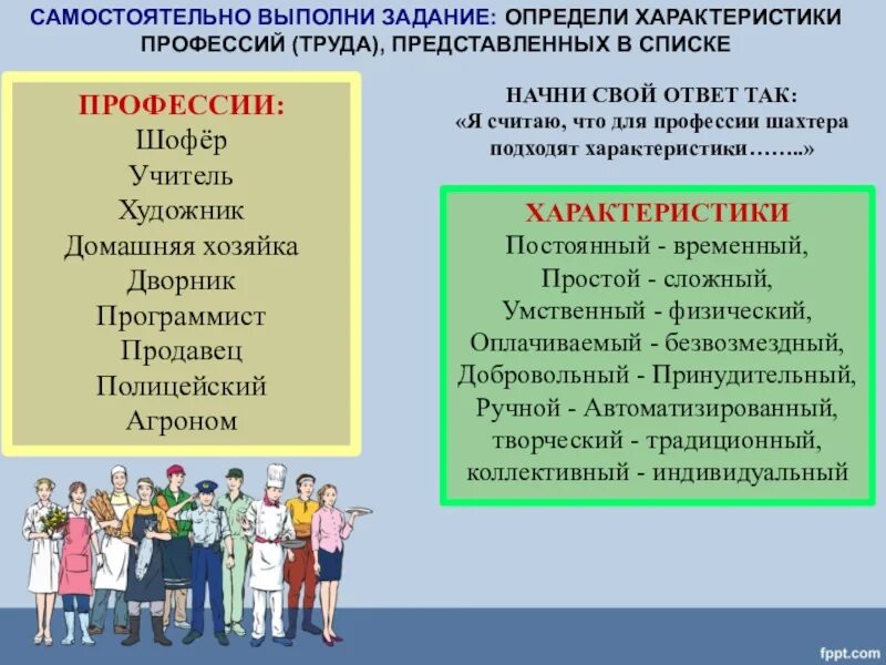 Какой труд самый важный. Характеристика профессии. Профессия характеристика труда. Характеристика по профессии. Профессия это в обществознании.