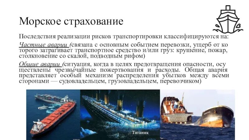 Страхование судна рф. Страхование морских судов. Страхование морского транспорта. Морское страхование доклад. Общая и частная авария при морской перевозке.