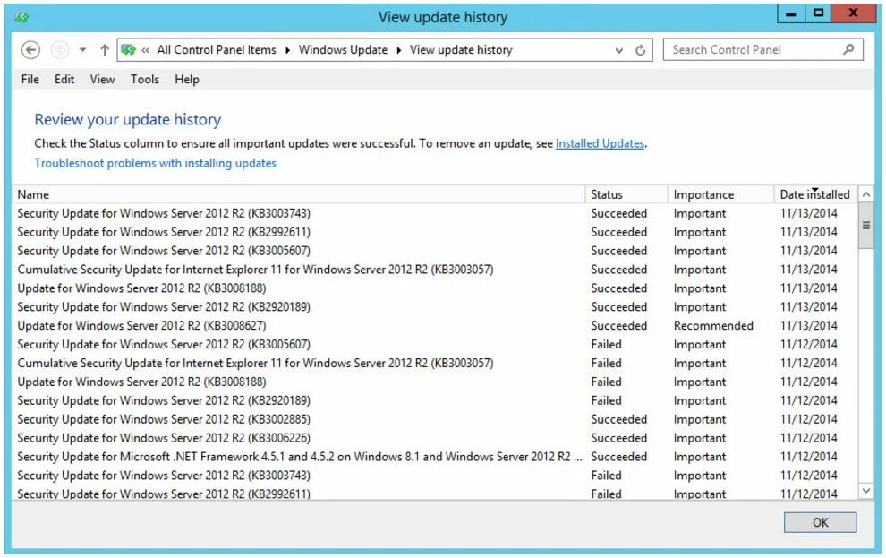 Windows 2016 check update. Servers refresh