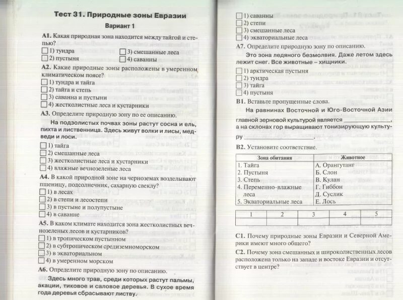 5 класс тест 31. Тест 31. Природные зоны Евразии вариант 1. Тест 31 природные зоны Евразии 2 вариант. Тест 37 итоговый контроль по теме Евразия вариант 2. Тест Евразия вариант 1 с-1.